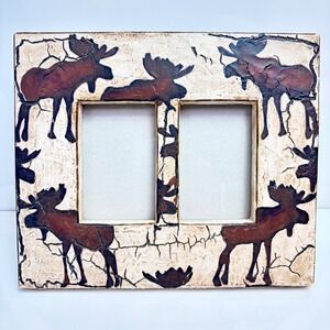 Big Sky Carvers Fresco Moose Double Photo Frame Rustic Lodge Decor 3.5x5 Twin